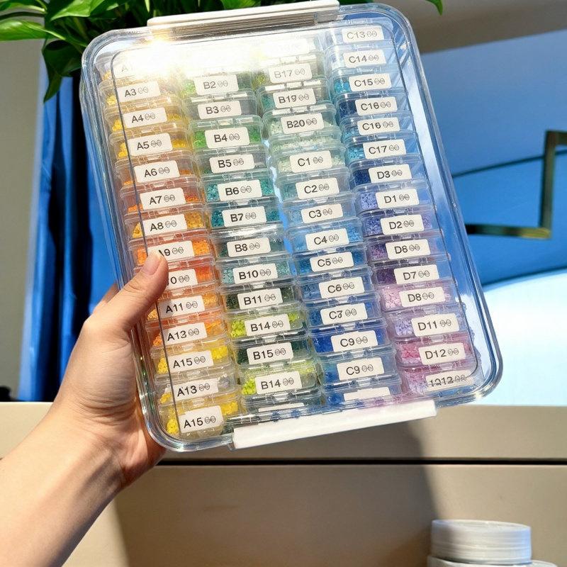 Large Capacity Fuse Beads Organizer 60 Small Boxes Clip Closure Bean Storage Box Multi-Functional 221 Color Labels