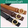 Minimalist Genuine Leather Belt For Women With Round Alloy Buckle For Daily Wear