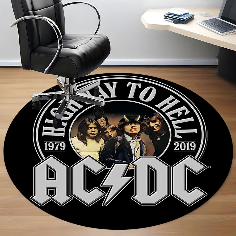 1ks Kulatý koberec AC/DC Rock Office, Pod kancelářské židle Ložnice Obývací pokoj Domácí dekorace  a1022186