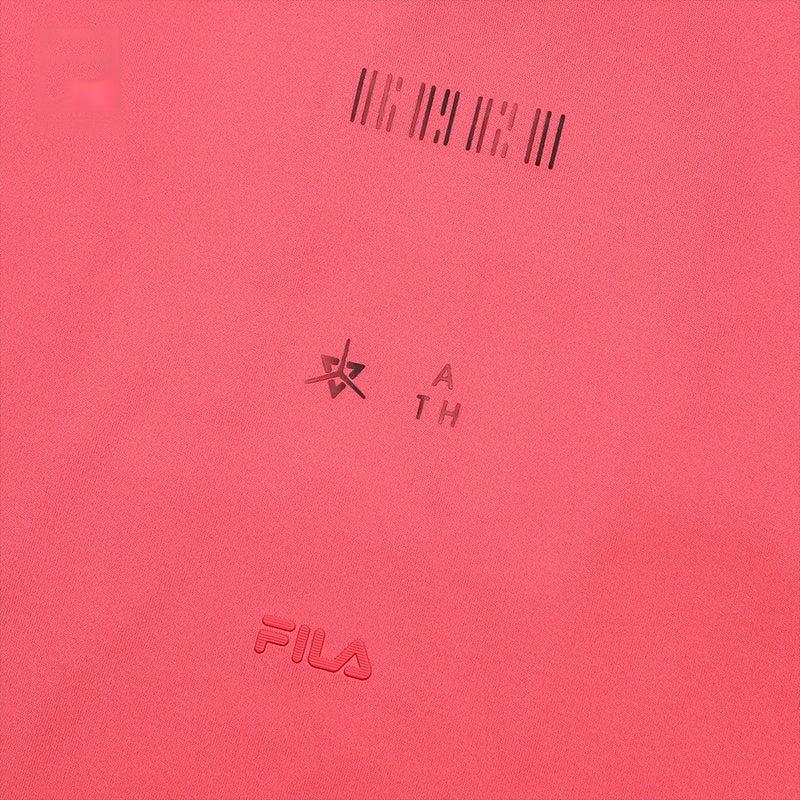 Fila Fitness Logo Solid Color Slim Fit Long Sleeve T-Shirt Women Tops Coral A11W441201F-RD