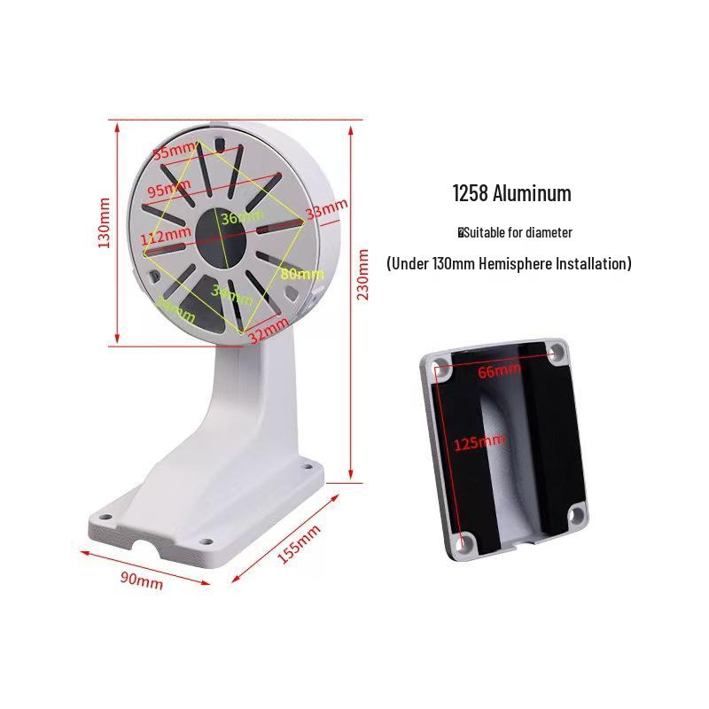 1258ZJ Aluminum Alloy Indoor Dome Camera Wall Mount with Concealed Wiring & Universal Hole