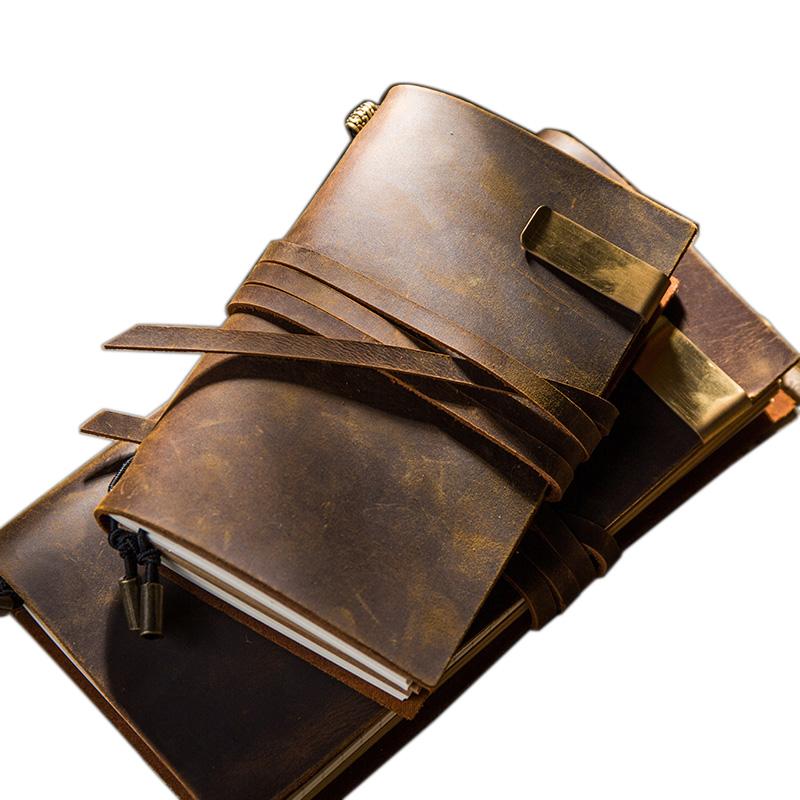 Travel Journal Notebook Refillable Diary Genuine Vintage Retro Handmade Leather Journal Note Book (Brown,12.5x22cm, 10.5x16cm, A5)