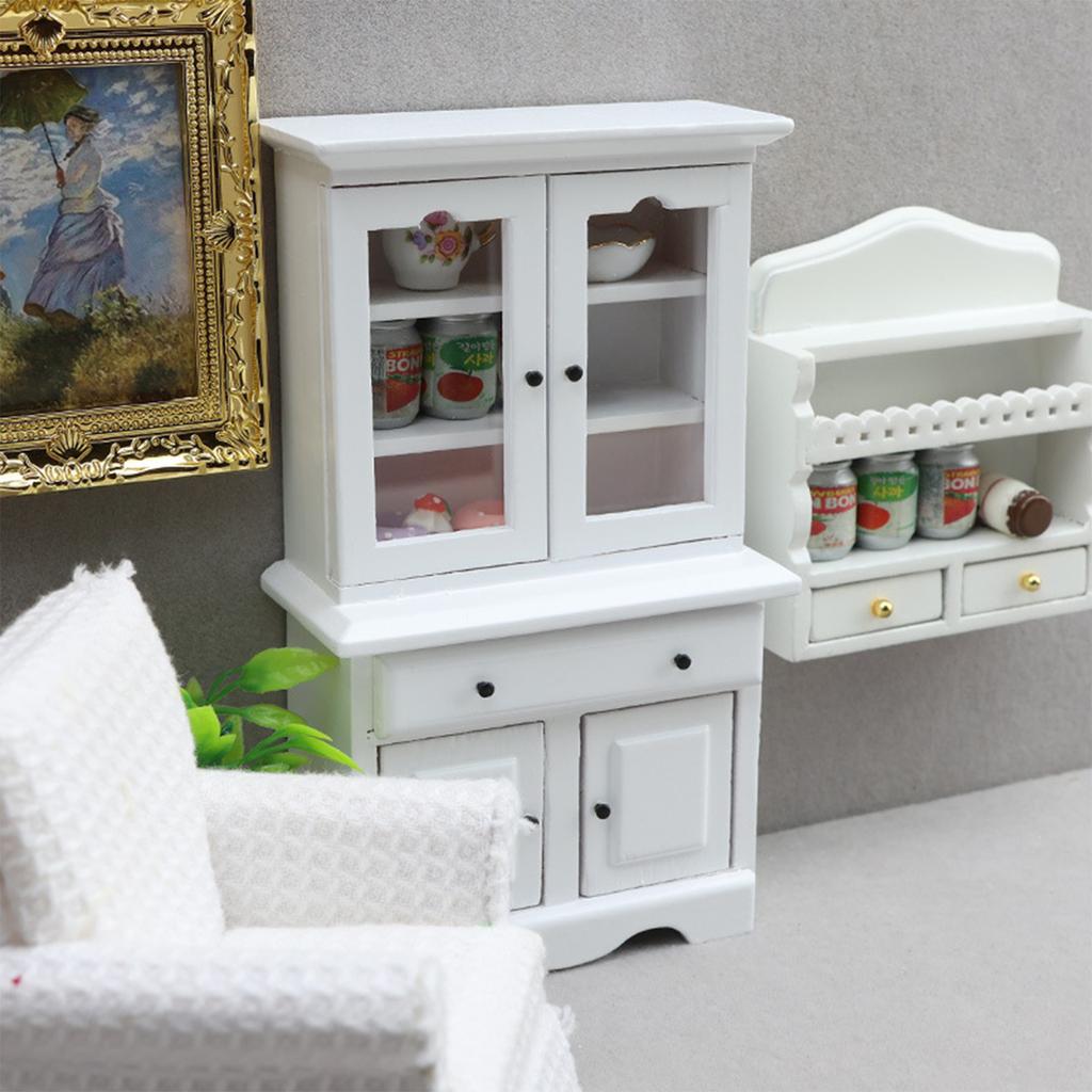 Antique Miniature Cabinet For 1/12 Doll House Room Furnishing with Functional Storage Drawer Scene Display Accessory