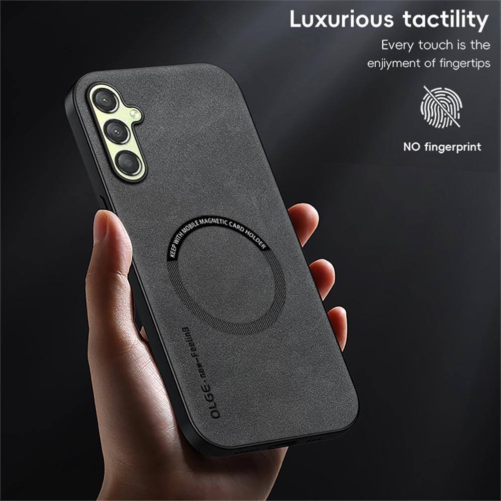 WANLONFENG YBP Series For Samsung Galaxy A25 5G (Global) (161.0mm) Magnetic Case with Tempered Glass Film PU+TPU Phone Cover Large Cutout
