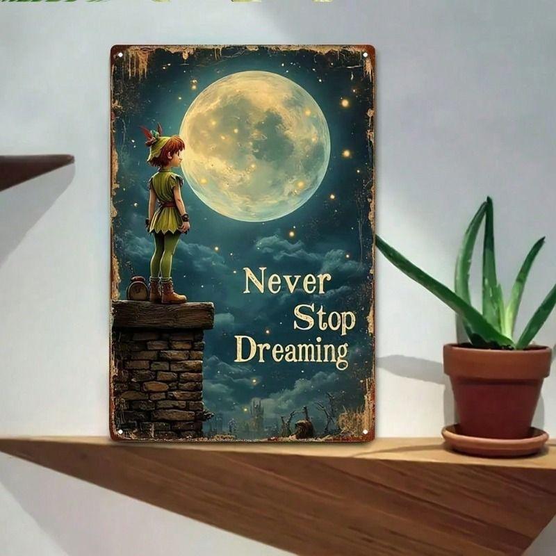 Metal Poster Retro Inspirational Quote Never Stop Dreaming Wall Art Home Decor