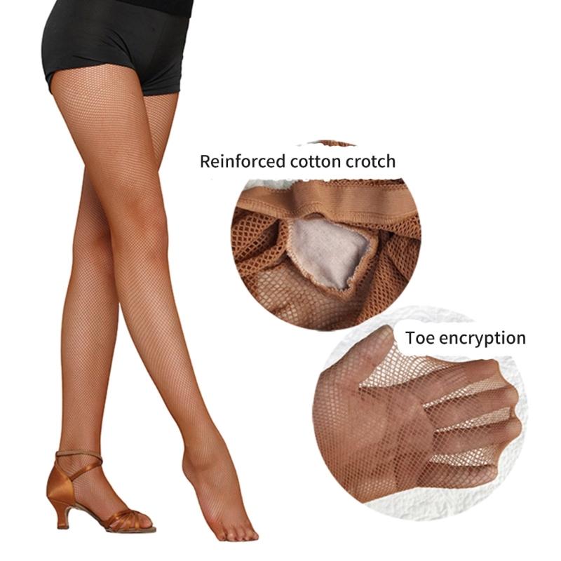 Womens Dance Fishnet Tights Professional Latin Dance Fishnet Pantyhose Sexy Mesh Stockings Tights High Waist Pantyhose
