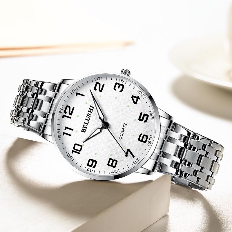 Selected Beroz Luminous Quartz Watches for Couples - Waterproof, Large Numbers, Suitable for Middle-Aged and Elderly Men