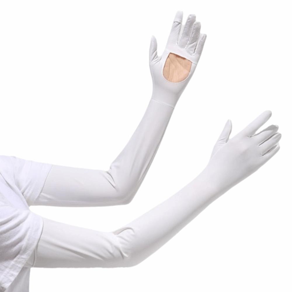 Solid Color Ice Silk Arm Sleeve Non-slip Summer Arm Cover Women's Gloves Long Sleeve  Outdoor