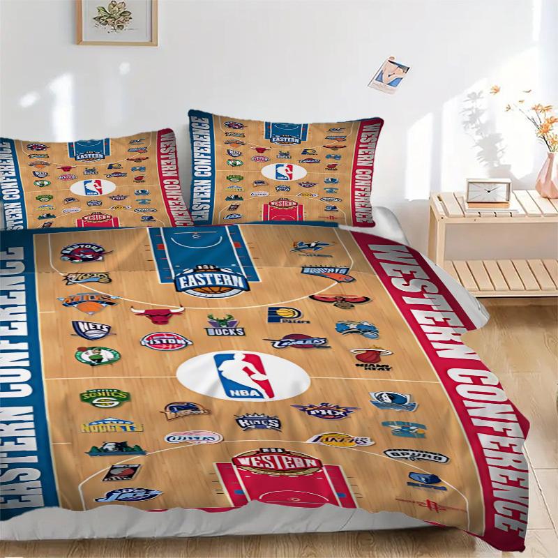 3pcs Bedding Set Basketball Teams Includes 1 Comforter + 2 Pillowcases, Without Pillow Inserts, Soft Comfortable,a0910250