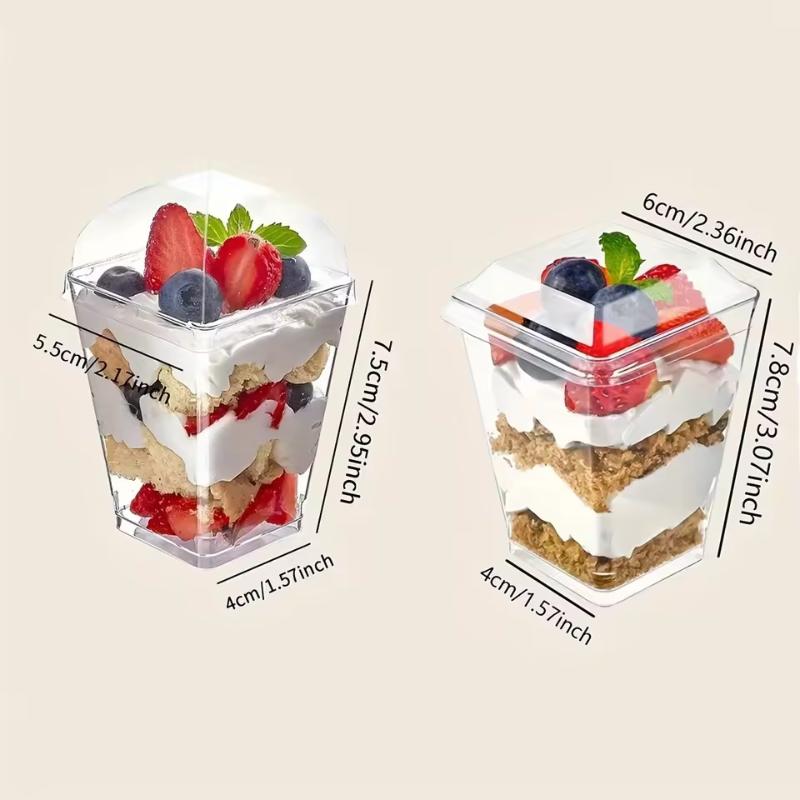 10 Stück - Einweg-Plastik-Mousse-Becher, Leiterförmiger Becher, Puddingbecher, Dessert-Kuchenbecher, Vorspeisen-Gelee-Joghurt-Mousse-Dessert