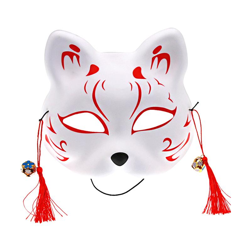 Anime Foxes Mask Japanese Cosplay Rave Håndmalt Anime Demon Slayer Half Face Cat Masks Halloween Dress Up Festival rekvisita