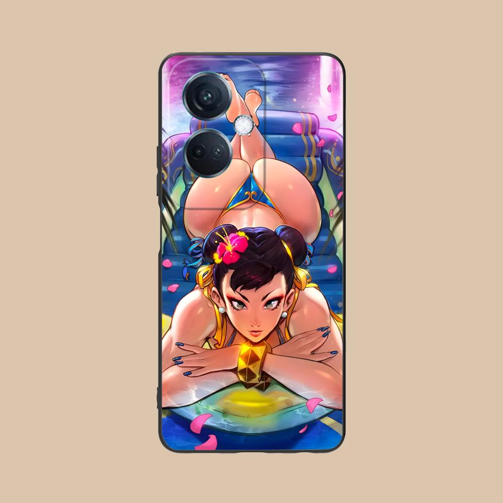 Street Fighter Chunli Phone Case for OPPO Reno 14 13 12 11 10 9 8 7 6 5 F T Pro 5G Colorful Printing Cover Cover Pretty Luxury