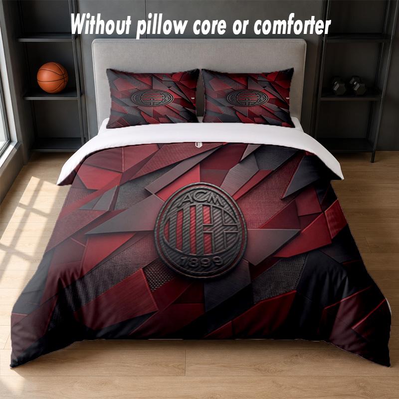 AC Milan Design Bed Bedding Set 1 Duvet Cover + 2 Pillowcases Soft Breathable Household Bed Linens