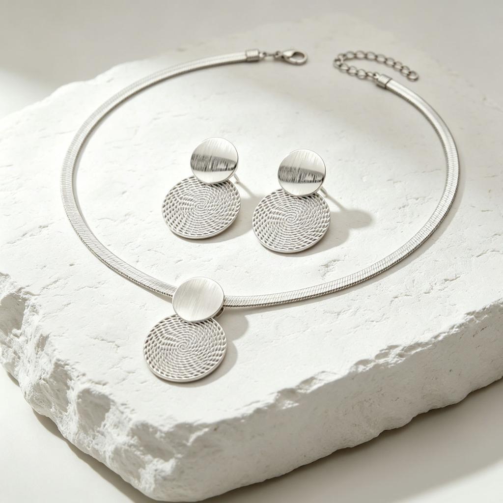 European and American Jewelry, Unique Metal Circular Spiral Pendant Design Earrings, Versatile Long Necklace, Niche Accessories