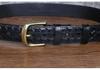 Men's Genuine Leather Woven Belt with Pure Copper Pin Buckle - Retro Casual Style
