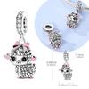 Original 925 Silver Bead Charms Pink Bow Cute Baby Sheep Pendant Fit Original Bracelet For Women DIY Jewelry Gift
