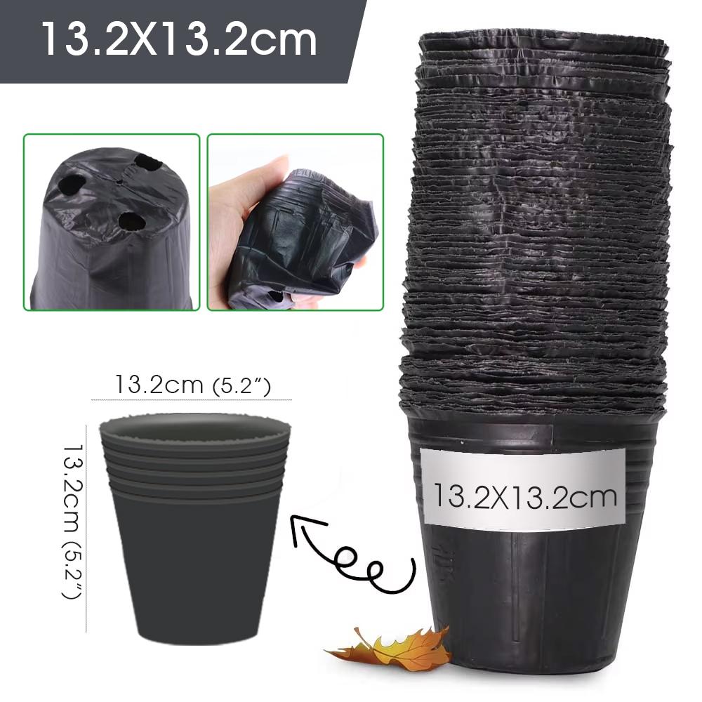 50pcs Garden Black Soft Plastic Seedling Bag Plant Nursery Pots Thickened Seed Starting Pot Flower Vegetable Independent Box