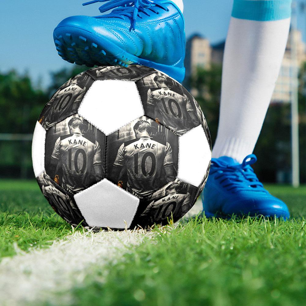 Harry Kane Printed Size 5 Soccer Ball, Machine-Stitched PVC, Durable & High Bounce, All Ages Fit, Fan Merchandise, Matches & Outdoor Use.