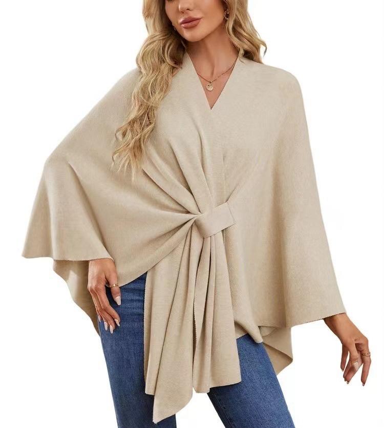 Women's Elegant Solid Color Shawl Cape Coat 2024