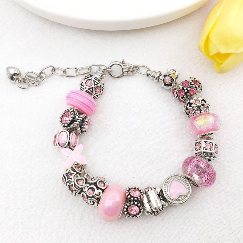 80 Pcs Red Imitation Glass European Large Hole Beads for Rhinestone Spacer Pendant Beaded Diy Handicraft Bracelet Making