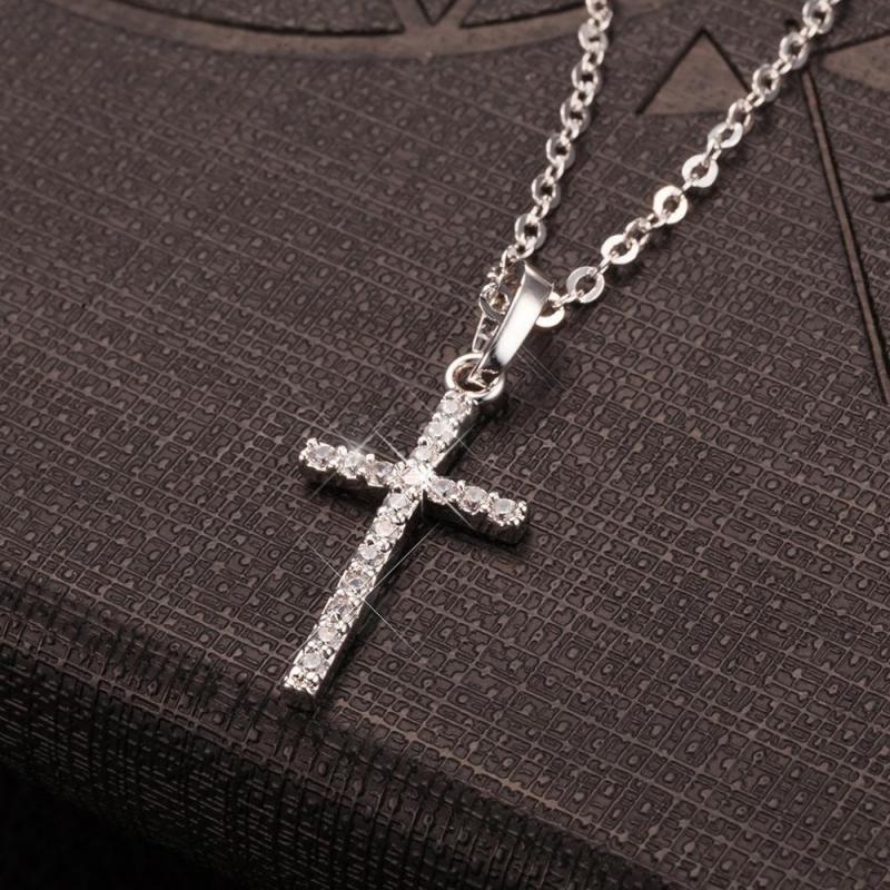 Fashion Cross Pendants Dropshipping Golden Silver Color Crystal Jesus Cross Pendant Necklace Jewelry For Men/Women Wholesale