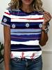 Summer Anchor Stripe 3D Print T-Shirts Women Casual Short Sleeve Round Neck T Shirt Harajuku Y2K Tees Top Female Street Clothing