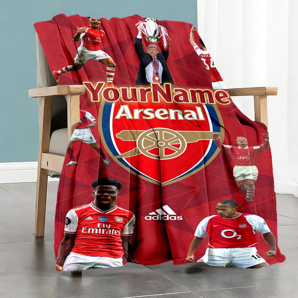 Arsenal Customize Your Name Blanket Throw Personalized Blanket Comfortable Versatile for Living Room Livingroom Office Home Decor Ideal for All Season