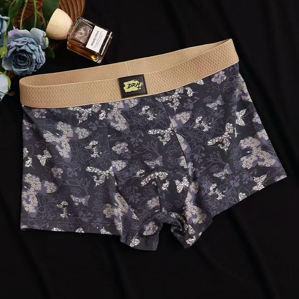 Butterfly Flower Men's Retro Boxer Briefs - Breathable National Style Shorts