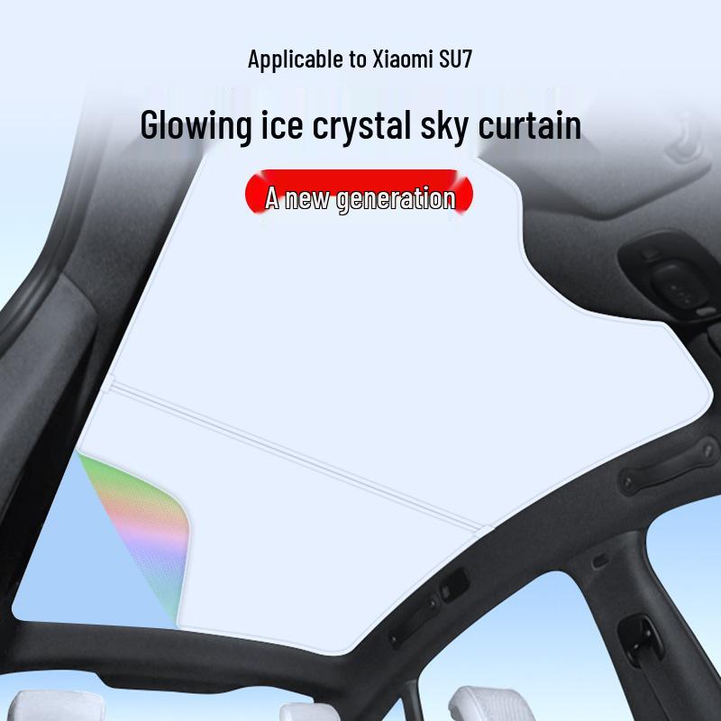

Xiaomi SU7 Ice Crystal Sunroof Sunshade - Car Roof Sun Protection Canopy Gray-White Polka Dot Ice Crystal