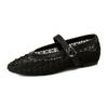 Fashion 2025 Summer Fashion Hollow Out Weave Women Ballet Flats Comfortable Soft Soles Mesh Mary Janes Walking Loafers Girls Dance Shoes
