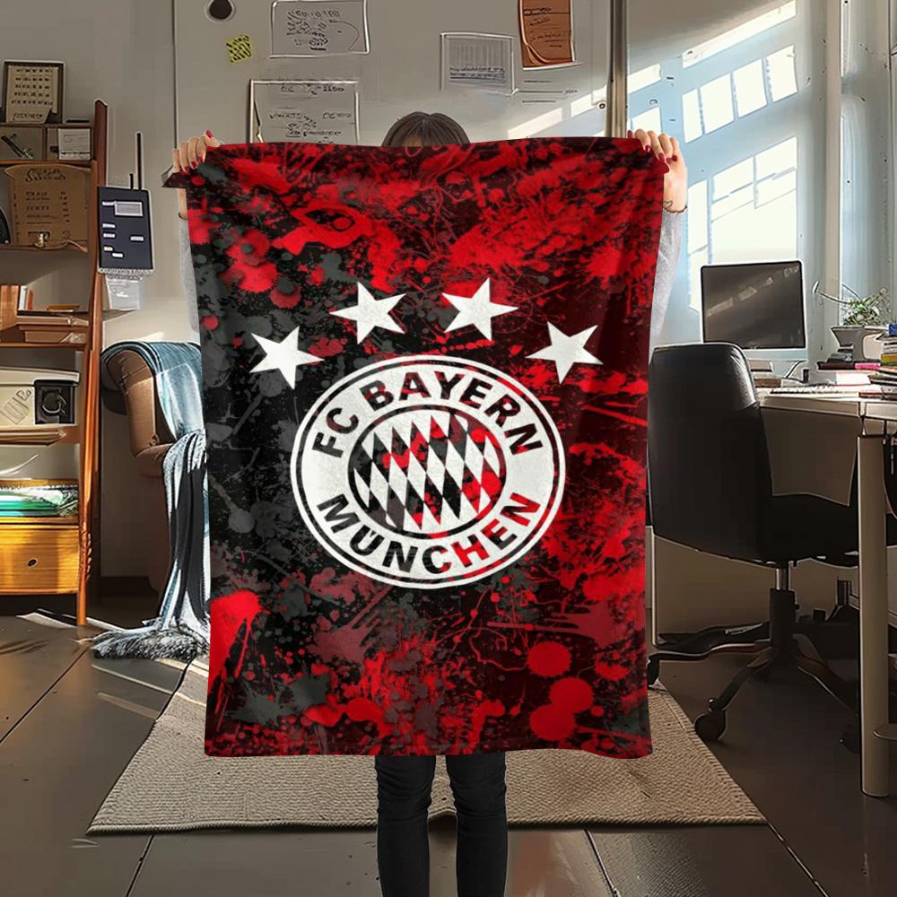 1Pc FC Bayern München Print Flannel Blanket High Quality Warm Comfortable Cover for All Seasons Perfect for Gifts Home Decor