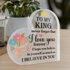 1pc Heart Shaped Acrylic Sign - 'to My King' Romantic Message Table Decor with Floral & Crown Design, Contemporary Farmhouse Desktop Decoration 