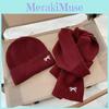 Winter Knit Hat With Solid Color Bow Embroidery For Fashionable Outdoor Warmth