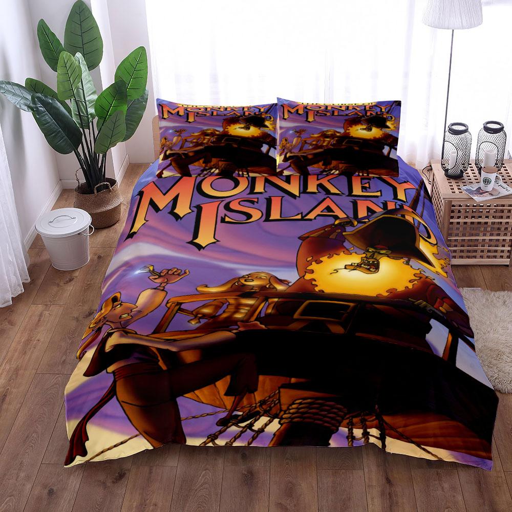 Monkey Island Zestaw Poszwy na Kołdrę dla Dzieci Bez Prześcieradła Rozmiar King Queen Double Full Twin Single Zestaw Pościeli