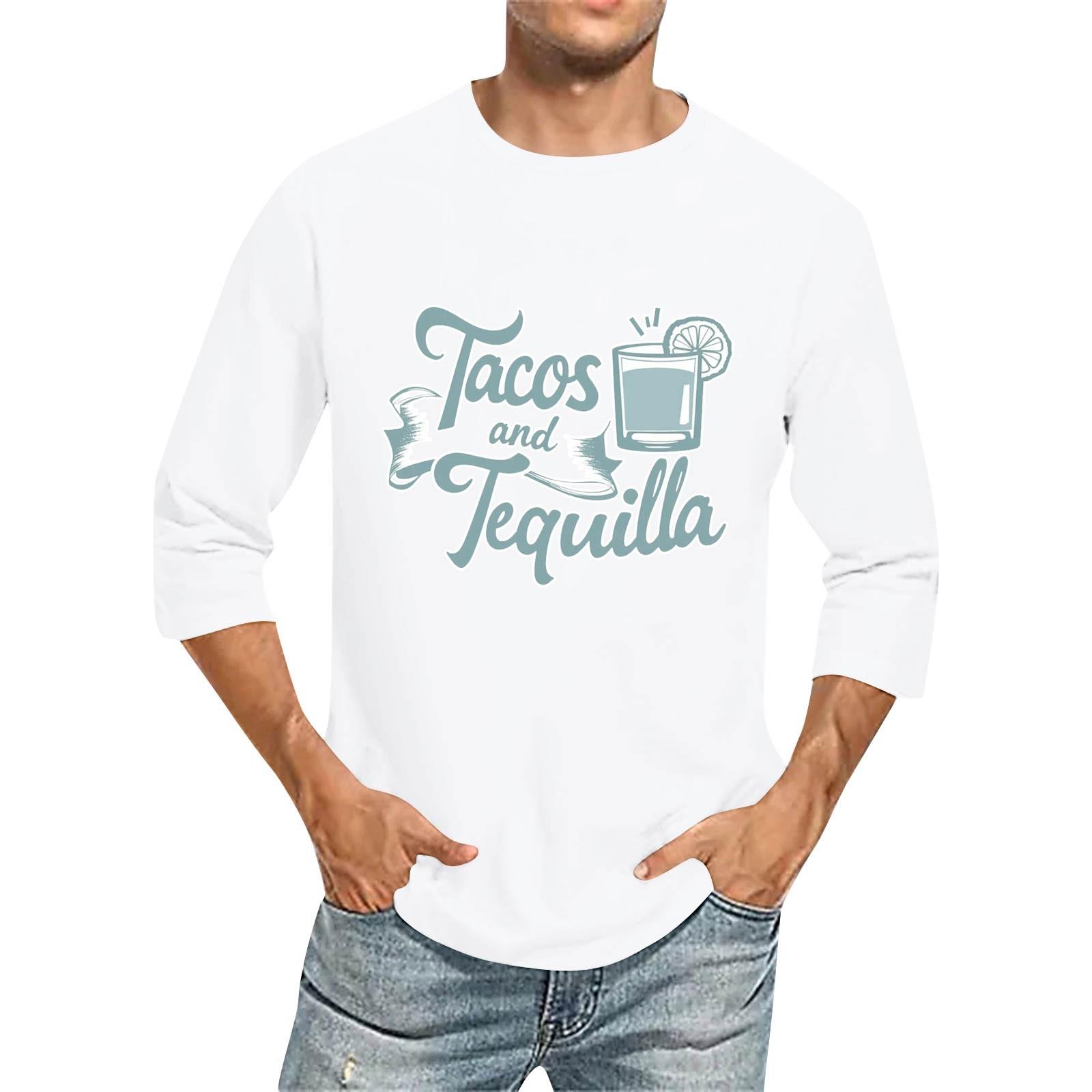 

Мужская повседневная модная футболка с круглым вырезом и рукавом три четверти XL белый