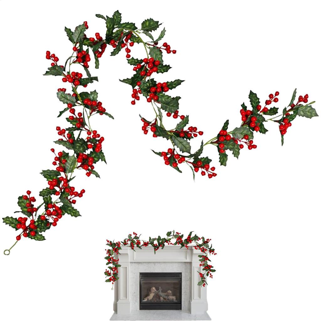 Artificial Hanging Plants Garland Plastic Red Berries Artificial Leaves For Christmas Home Wedding Table Party Garden Decoration
