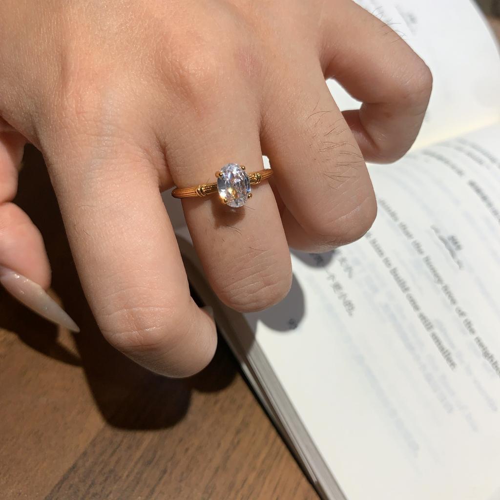 Patnon Oval Pigeon Egg Ring Niche Premium Couple Ring Super Flash Proposal Ring
