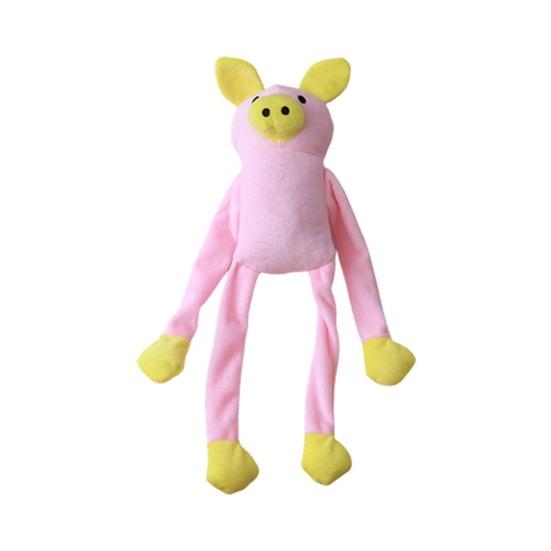 

Pet Toy Bite-Resistant Plush Chew Toy with Interactive Sound Design Cartoon Monkey Frog Pig Shape Pet Teeth Cleaning рожевий