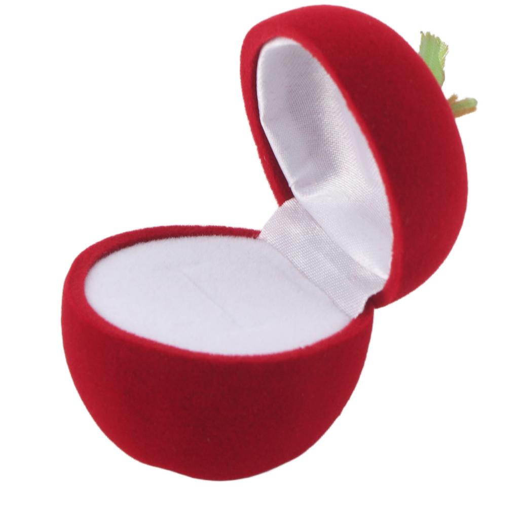 Flocked Ring Gift Box Red Apple Shaped Portable Earrings Necklace Rings Jewelry Storage Case