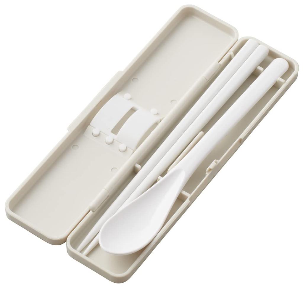 Skater Chopsticks and Spoon Combo Bento Adult Silent Silicone Made in Dull Set, 18cm, Antibacterial, Box, Size, Cushions, Japan, Gray, 18cm,