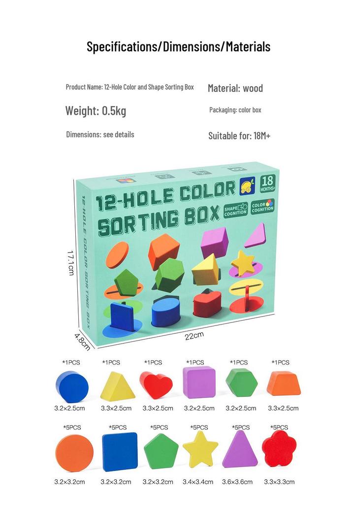 Montessori Baby Geometric Shapes Sorting Box for Ages 4-6 - Educational Color Matching & Cognitive Development Toy