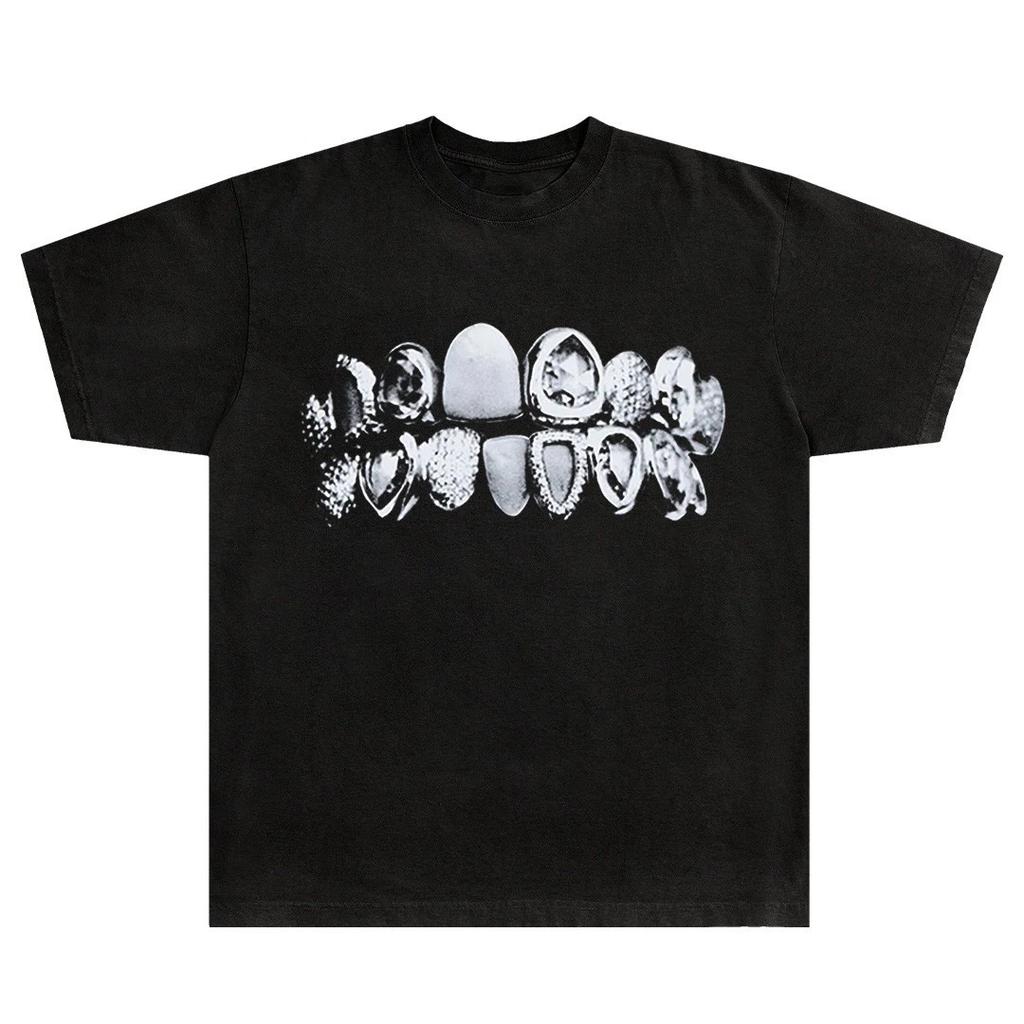 American Retro Men's Y2k Hip-hop Black Shirt 220g Retro Fashion Men's and Women's Streetwear