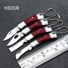 Mini Foldable Outdoor Barbecue Knife, Portable Fruit Cutting Wooden Handle Pocket, Can Hang Keys, Collect Life Camping Tools