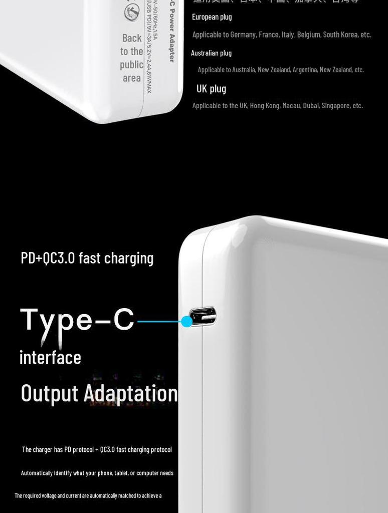 Apple MacBook Charger: Cross-Border 61W/67W PD Fast Charging Type-C Adapter