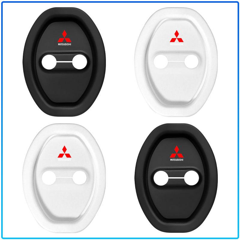 4pcs Car Door Mute Damping Cushion Silicone Emblem Door Lock Buckle Cover For Mitsubishi Lancer 7 8 Pajero Montero Sport Outlander ASX Mirage Eclipse