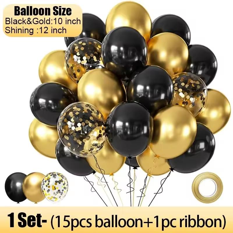 

180/15pcs Latex Balloons Shiny Sequin Black Gold Inflatable Balloon for Wedding Party Birthday Christmas Home Decor Supplies as picture show