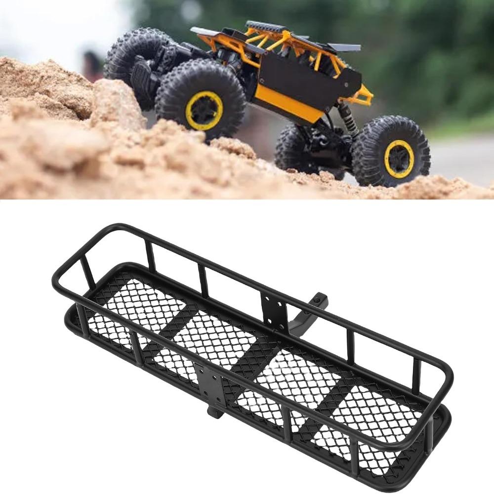 Black Spare Tire Mount Rear Carrier Impact Proof Luggage Basket for 1/10 RC Crawler
