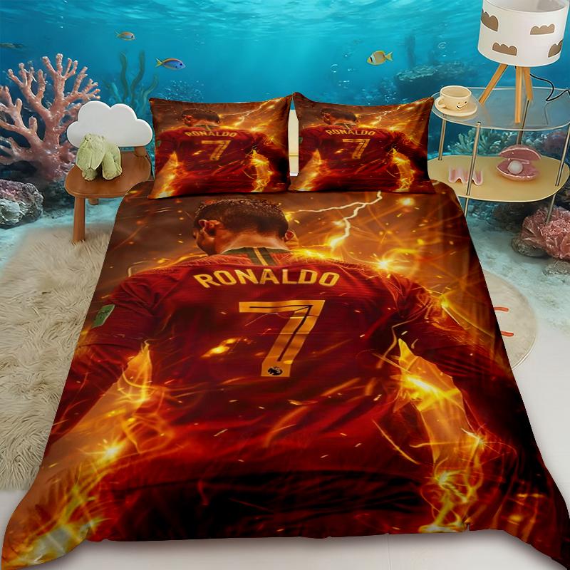 Duvet Cover CR7 Football Star R-Ronaldo Printing Bedding Set Duvet Cover Comforter Bed Youth Kids Girl Boys Gifts
