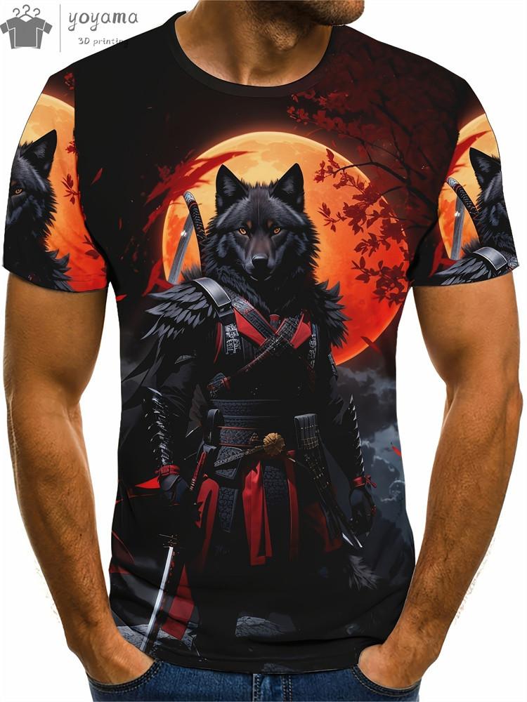Men's T-Shirts Short Sleeve Beasts Graphic 3D Animal Printed Street Style Man Tops Oversized T-Shirt Casual O-Neck Harajuku Tee