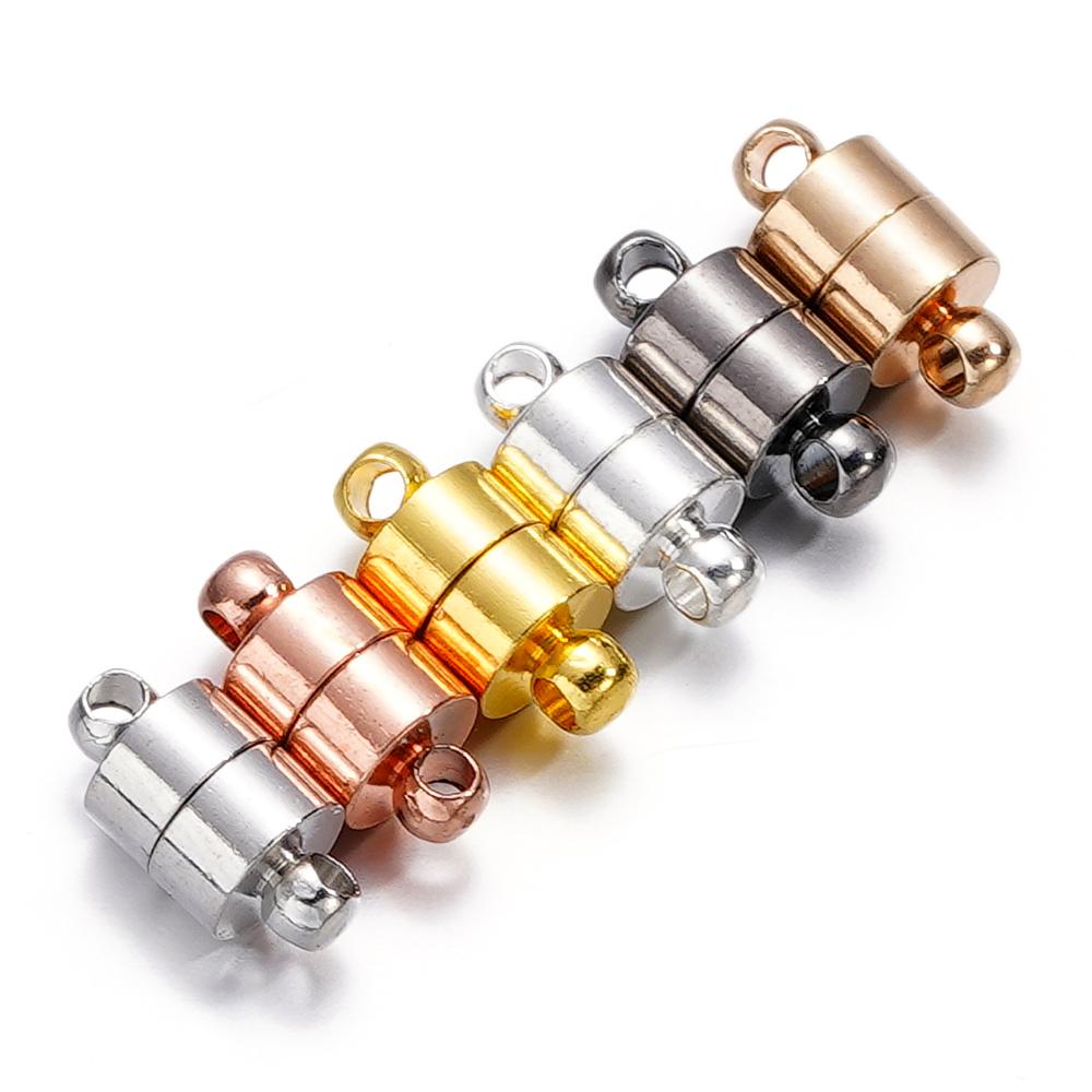 5Sets Round Strong Magnetic Clasps Fit Bracelets Necklace Rhodium End Clasp Connectors for Makings Leather Bracelet Jewelry